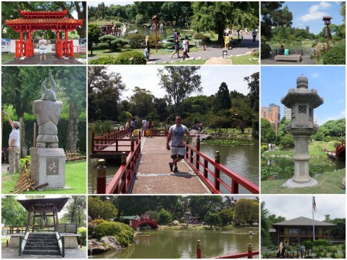 Foto montagem com destaques do Jardim Japonês.